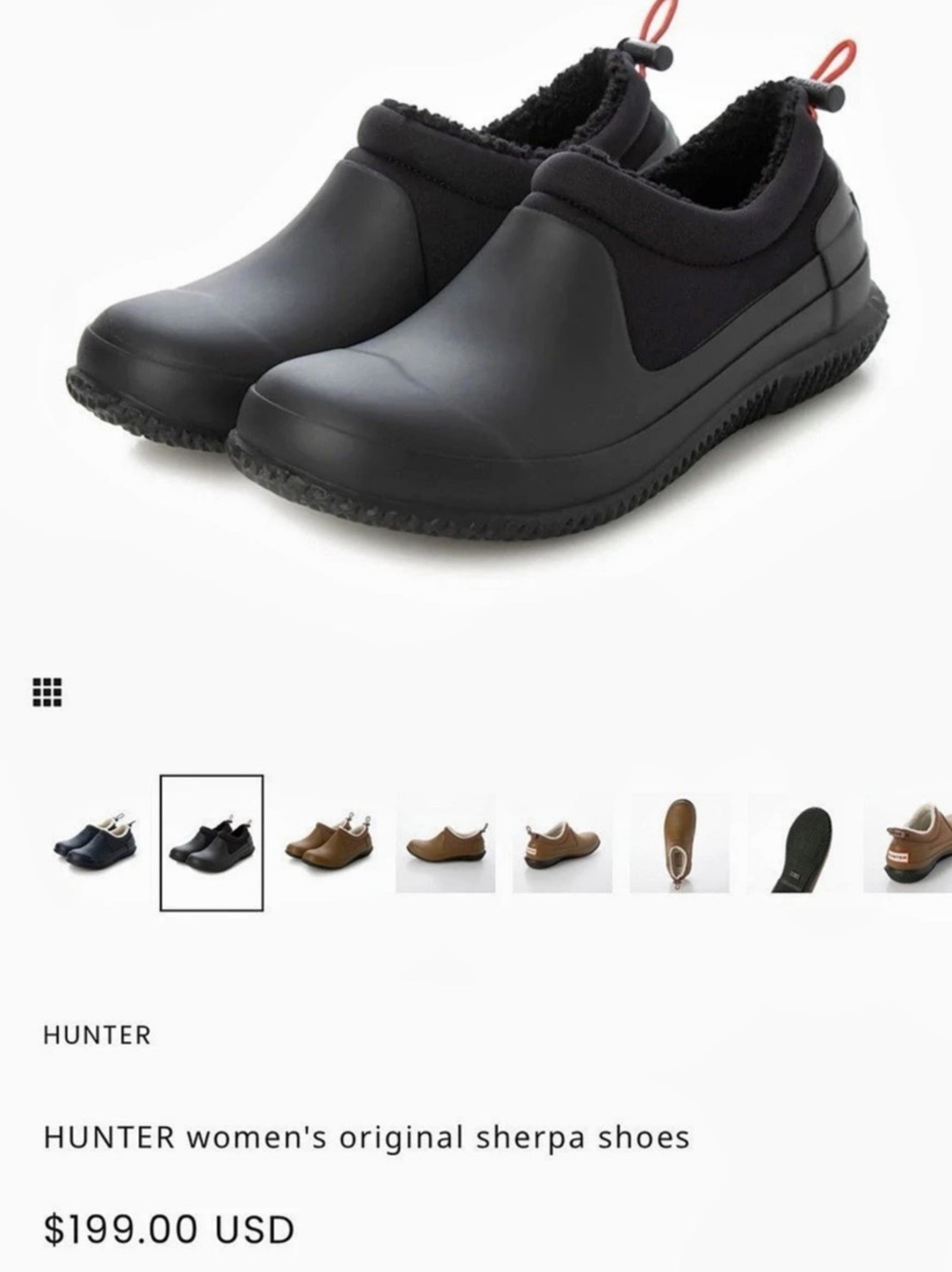 Hunter Original Sherpa Shoe Black US 8 NWT